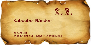 Kabdebo Nándor névjegykártya