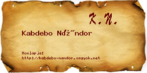 Kabdebo Nándor névjegykártya